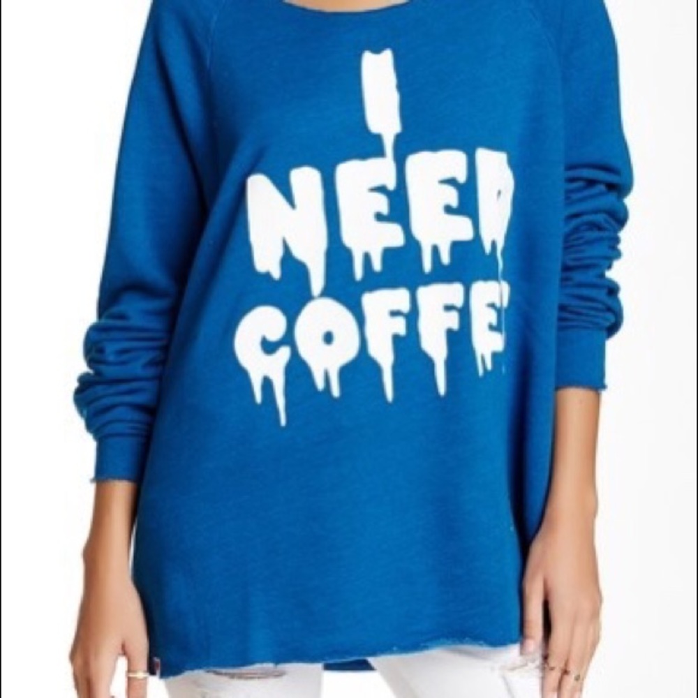 Wildfox I Need Coffee Morning Sweatshirt SizeS